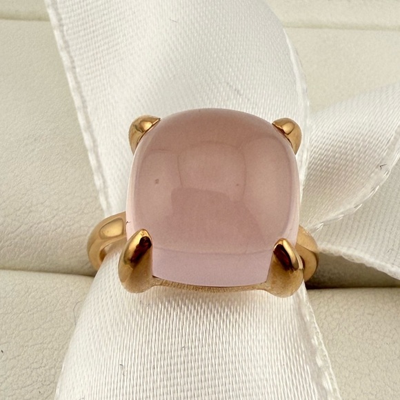 RARE Tiffany & Co. 18k Large Rose Quartz Sugar Stack Ring in Rose Gold - Picture 4 of 12